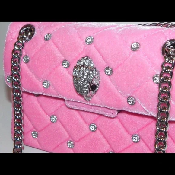 KURT GEIGER LONDON Mini
Kensington Pink Quilted Velvet
Crossbody With Gemstones - Picture 6 of 11
